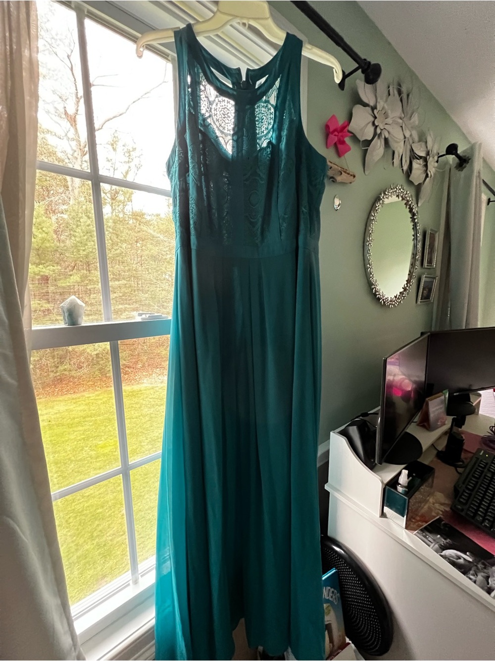 City Chic Teal Lace Bodice Sleeveless Maxi Dress